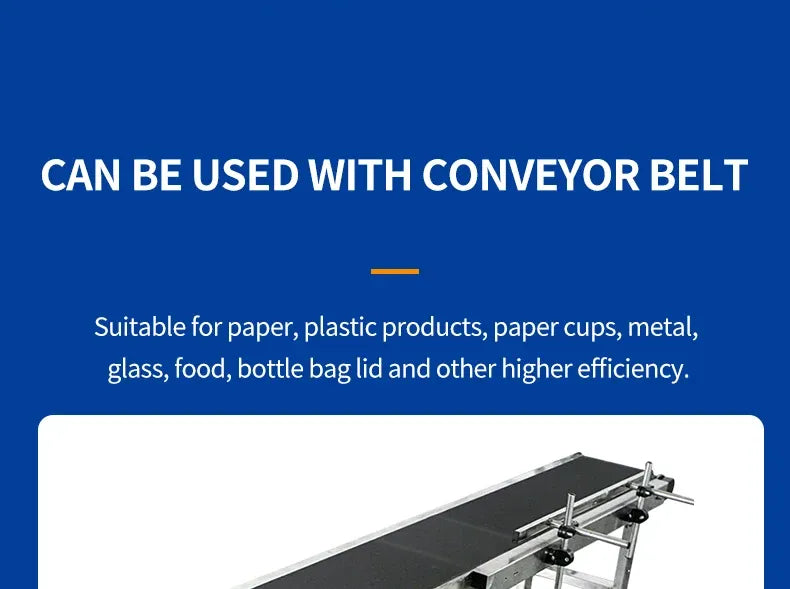 Inkjet printer integrated with conveyor belt frame for continuous product coding