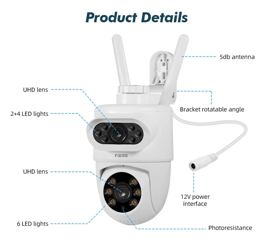 FUERS 5K 10MP Dual Lens IP Camera Tuya Smart Outdoor Home Security Auto Tracking Human Detection WIFI CCTV Surveillance Camera