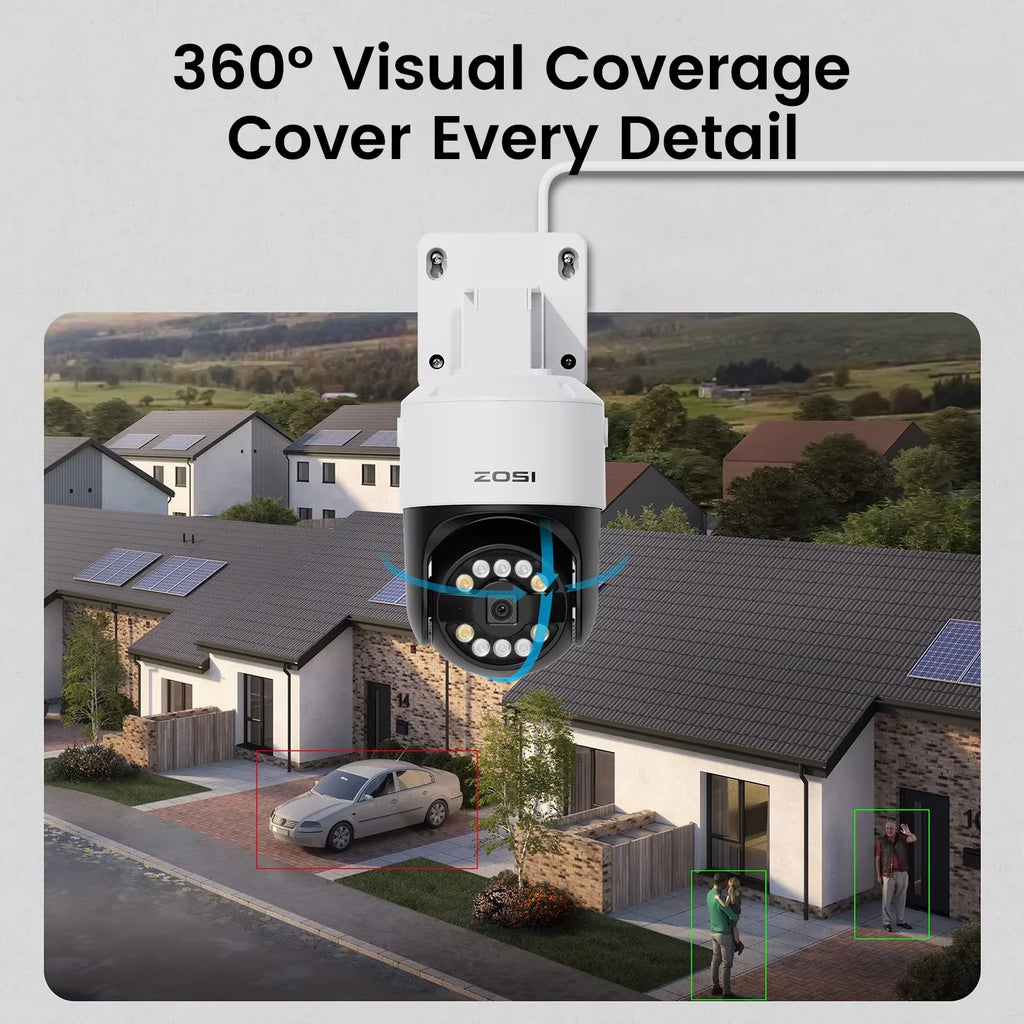 ZOSI 8MP 5MP PoE Outdoor IP Security Camera AI Detection Starlight Color Night Vision 4K 3K HD PTZ Video Surveillance Cam CCTV