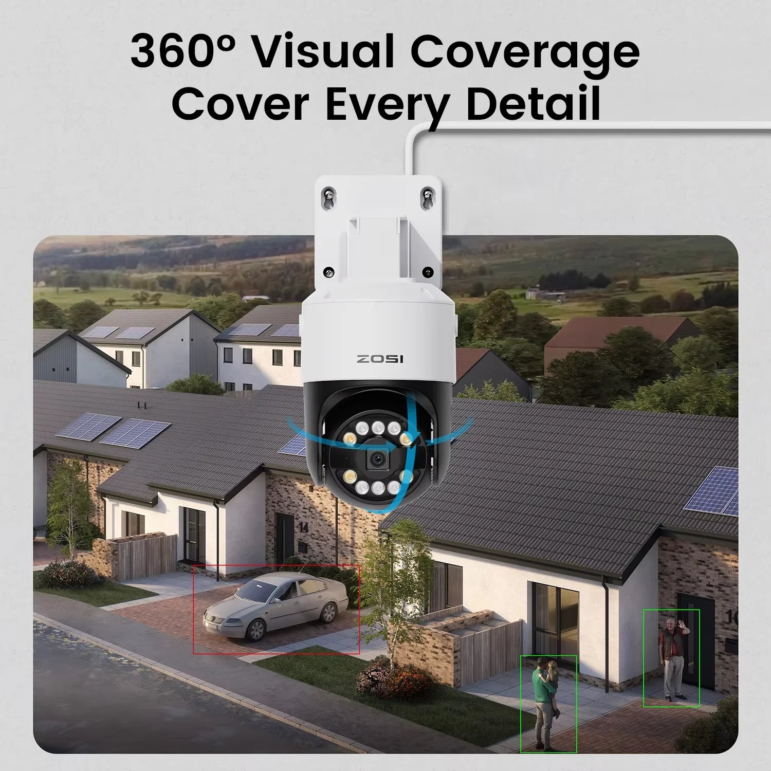 ZOSI 8MP 5MP PoE Outdoor IP Security Camera AI Detection Starlight Color Night Vision 4K 3K HD PTZ Video Surveillance Cam CCTV