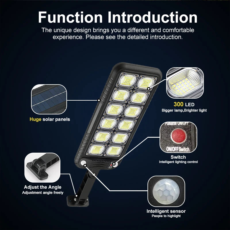 9000 Lumens Super Bright Solar Street Lamp Outdoor Garden Security LED COB Path Light Waterproof With Motion Sensor Remote Night Lights