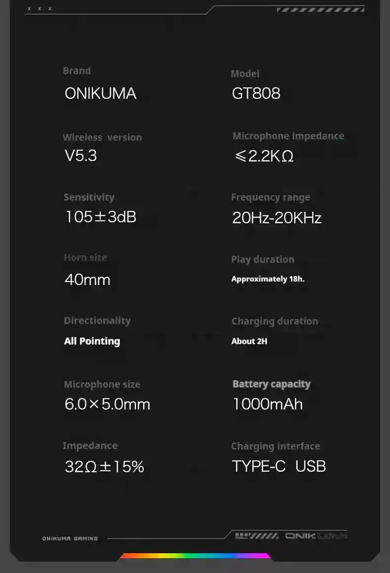 Tidesmit GT808 Wireless Gaming Headphones - Low Latency Over-Ear Black Tidesmit