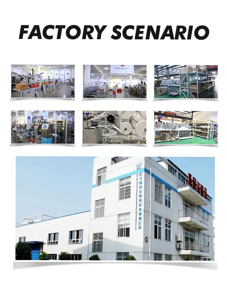 Printer factory production scene with machinery and building exterior