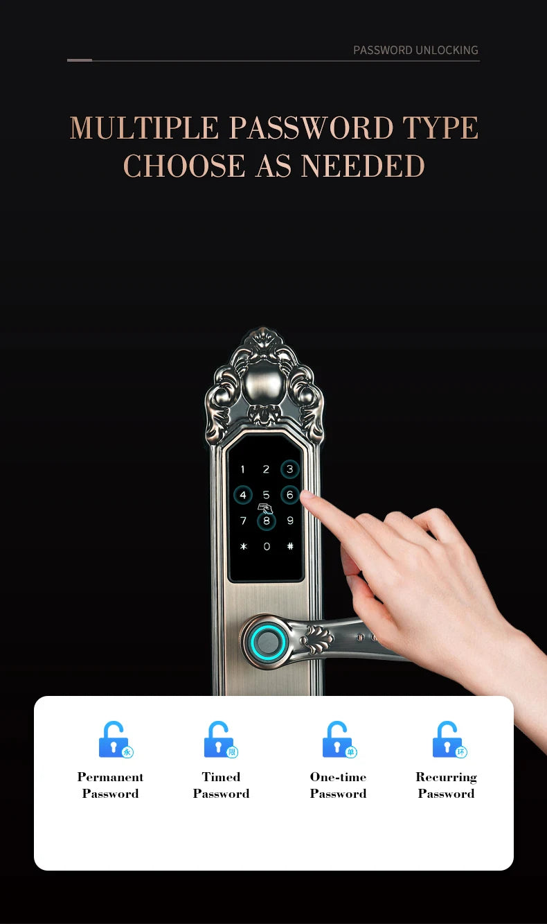 Competitive Price OEM&ODM TT Fingerprint Password Gold Handle Smart Door Handel Lock D30zm