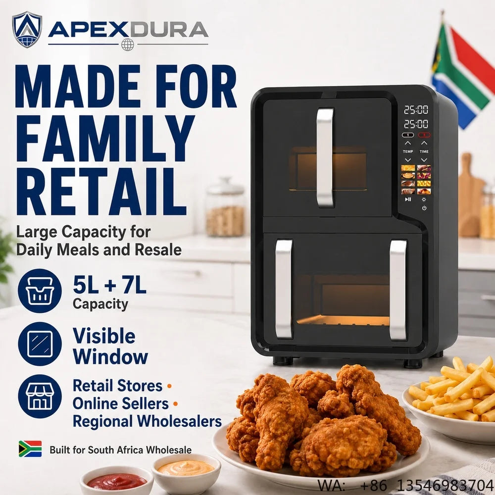 14L Dual Zone Air Fryer Oven Digital Touch Control Visible Window 2800W 220V CE CB OEM Factory