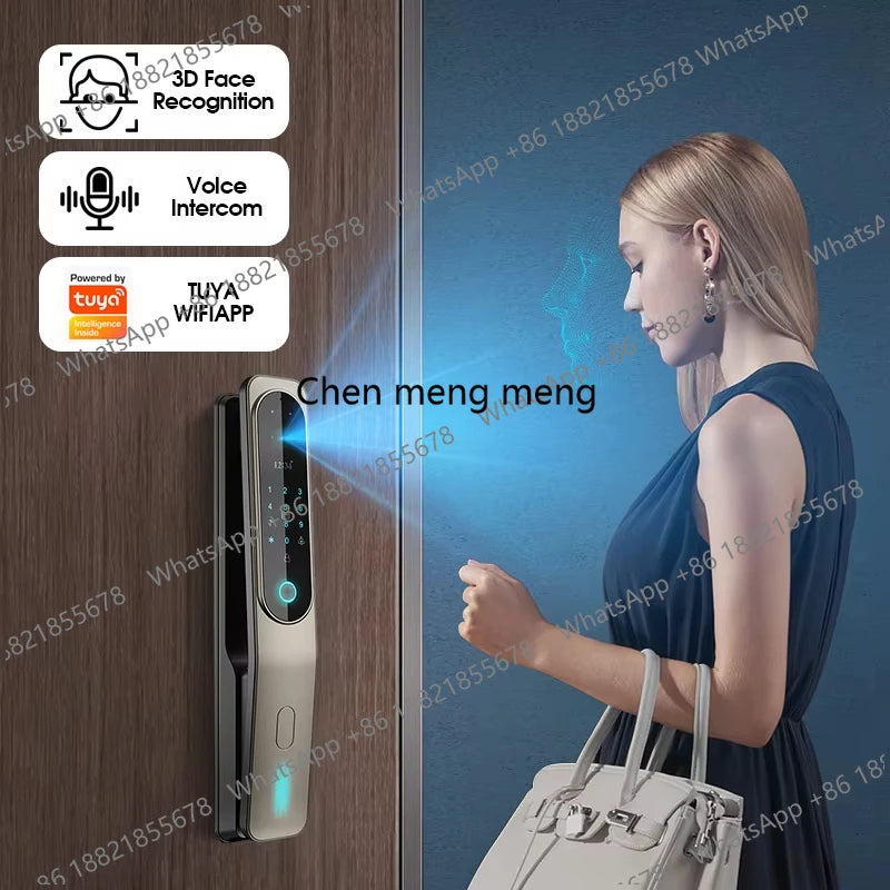 Electric  3D Face Recognition Smart Doorlock Fingerprint Biometric Password Full Automatic Wifi Door Lock with Camera