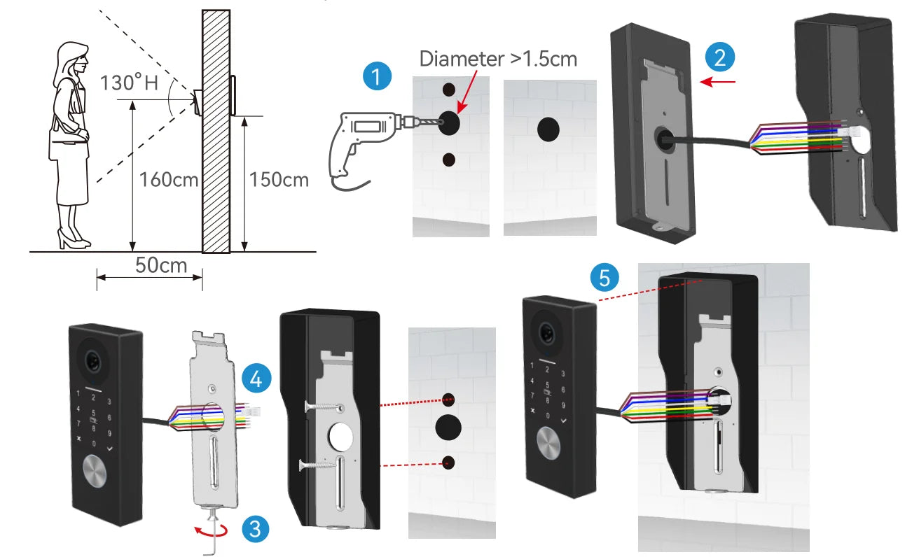 Password 4in1 Unlock HD Wifi Doorbell Video Intercom System For Home Doorphone Tuya Smart 1080P Touch Monitor Security Protect