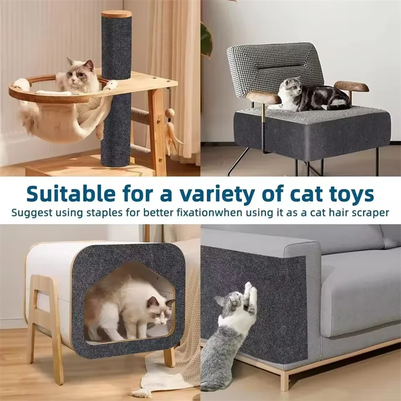 DIYSelf-Adhesive Cat Scratching Mat Trimmable Cat Carpet Cat Scratching Carpet Corner Wall Cat  Scratch Sofa Furniture Protector