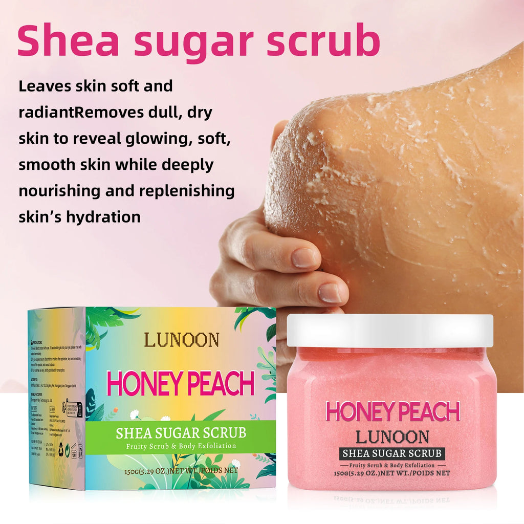 Peach Shea Butter Body Scrub Exfoliator - 150g Natural Skin Treatment Scrubs Treatments Tidesmit