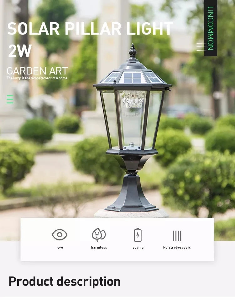 Solar LED Light Outdoor Lamp Pillar Light Solar Panel Spotlights Garden Decoration Outdoor Street Wall Sconce Lamp Sunlight