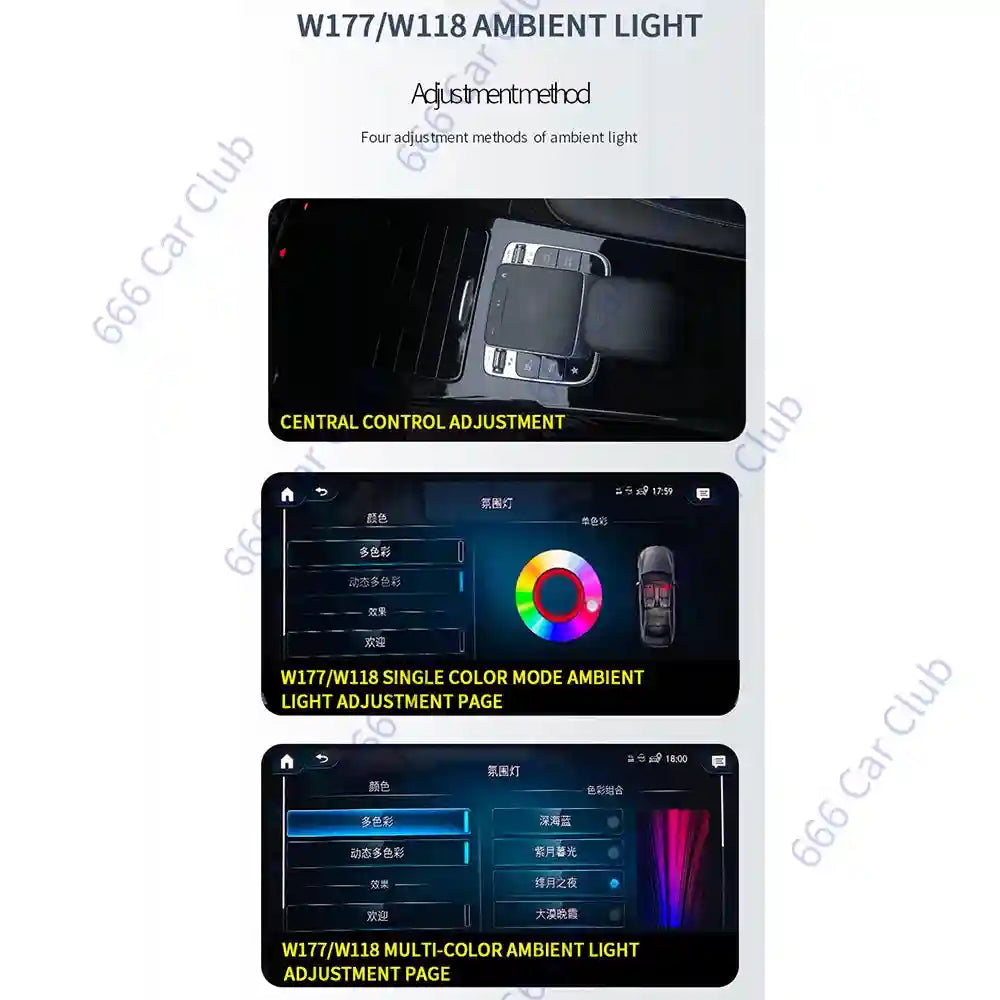 Mercedes Benz Ambient Lighting Kit 64 Color RGB LED Interior Air Tidesmit
