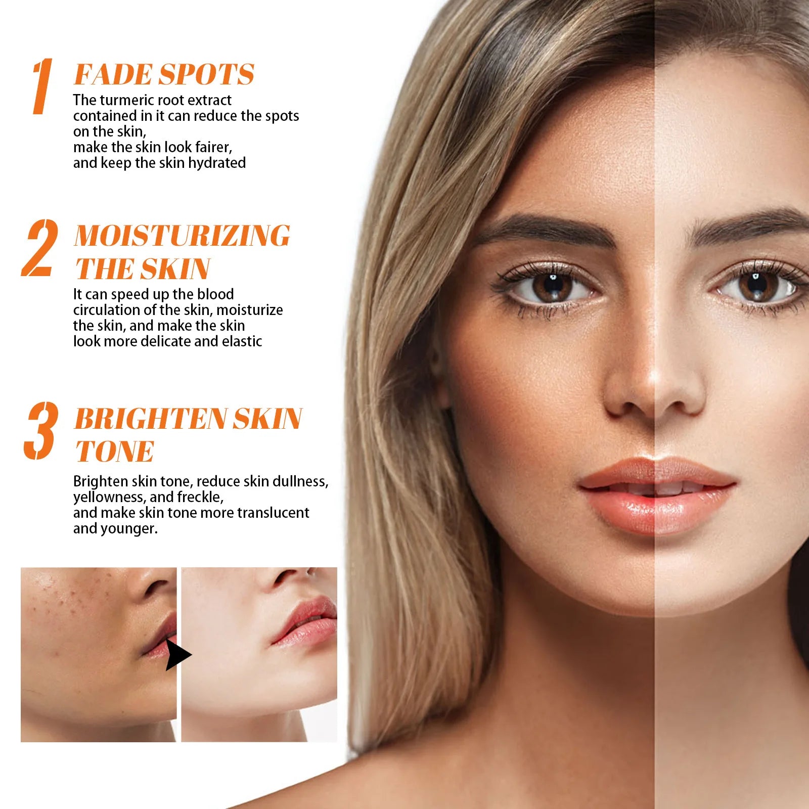 Tidesmit EELHOE papaya whitening freckle cream texture close-up for dark spot correction and skin brightening