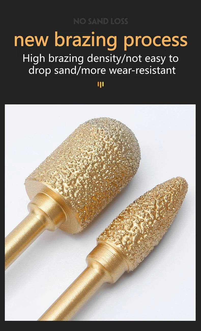 6mm Shank Brazed Diamond Grinding and Polishing Head for Cast Iron Stone Marble Tile - Deburring Metal Processing  Carve