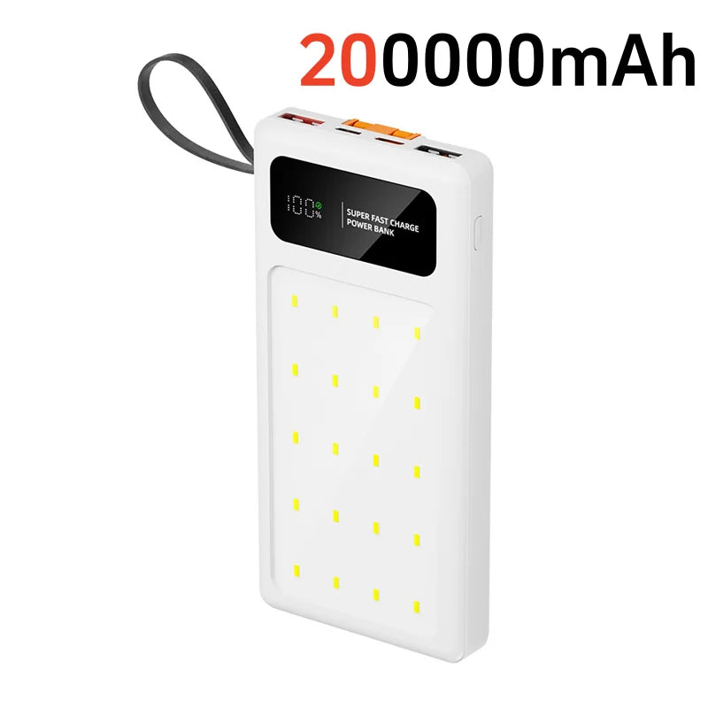 Portable Power Bank with Camping Light - 50000mAh PD Fast Charging White 200000mAh Tidesmit