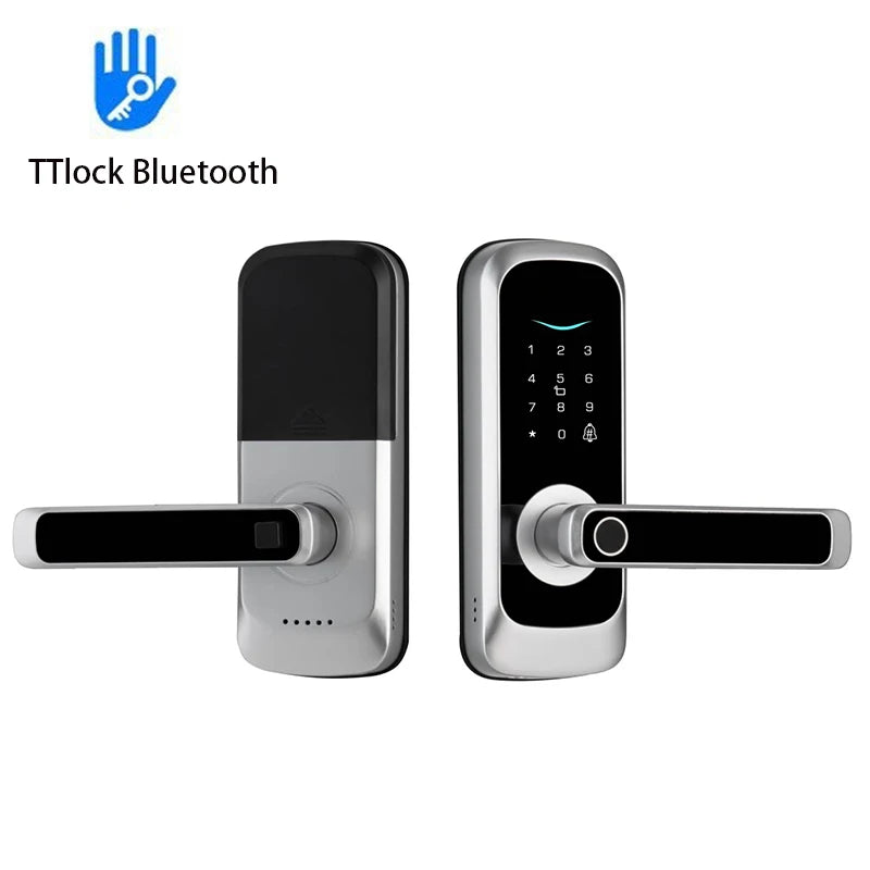 Keypad Door Lock With Handle Fingerprint Door Lock Smart Doorbell Cat eye Peephole Camera Tuya Wifi App Door Locks For Bedrooms