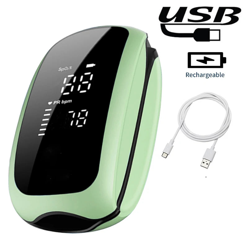 Rechargeable Fingertip Pulse Oximeter Medical Oximeter Strap Lanyard Blood Oxygen Saturation Monitor Digital LED Display Child