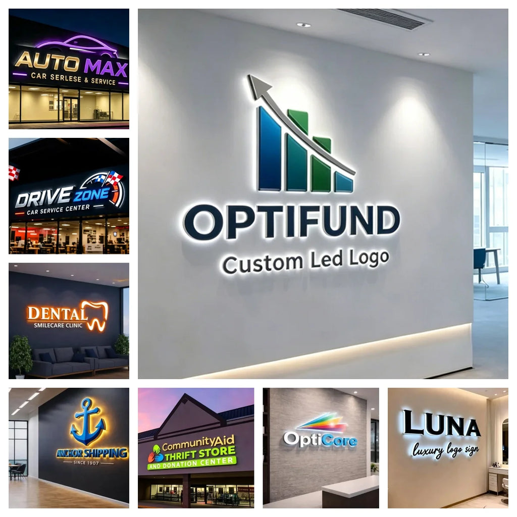 Custom LED Backlit Sign Letters 3D Illuminated Business Brand Logo for Office Company Name Coffee Shop Clinic Outdoor Signboard