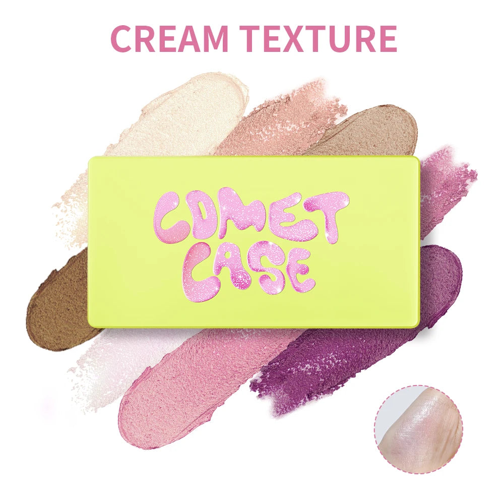 Tidesmit high gloss cement cream palette with pink brown nude matte and shimmer shades in a curved case texture view