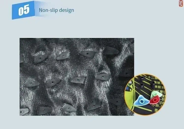 Non-slip acupressure foot reflexology massage pad with textured surface and colorful removable massage points.