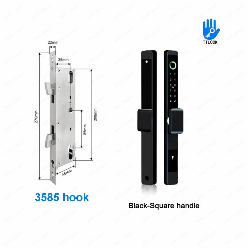 ZHDCOOKEY Biometric Digital Door Lock  Waterproof TTLock APP BLE Fingerprint RFID Card Password Aluminum Sliding Door Smart Lock