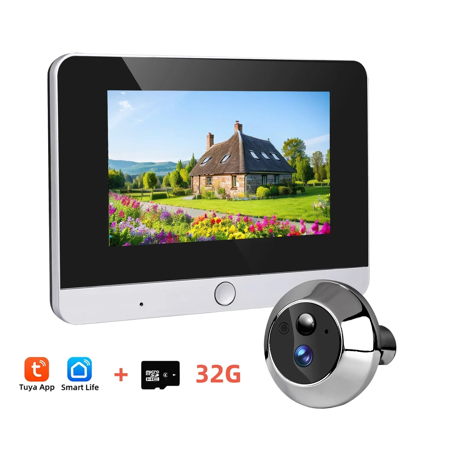 Tuya Smart 5 inch LCD Video Door Peepholes 2.4G Wifi 1080P Security Home Door Camera 10000mah Battery 24-hour Recording Setup