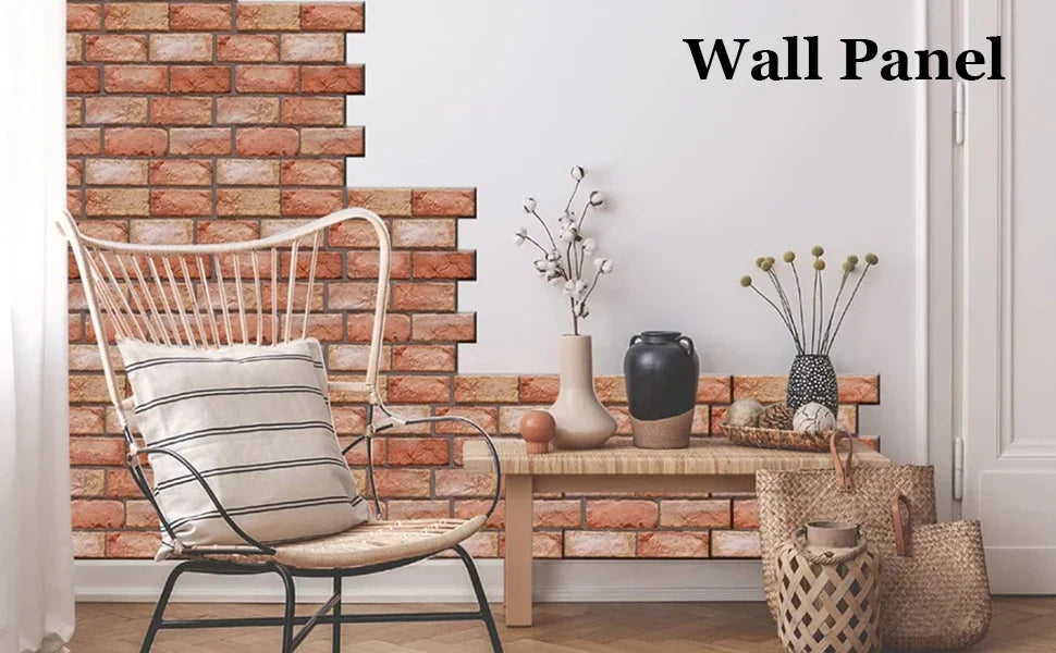 Pack of 10 3D Wall Panels, Stone Look, Self-Adhesive, Peel and Stick Fake Brick Decorative Tiles for DIY Wall Decor