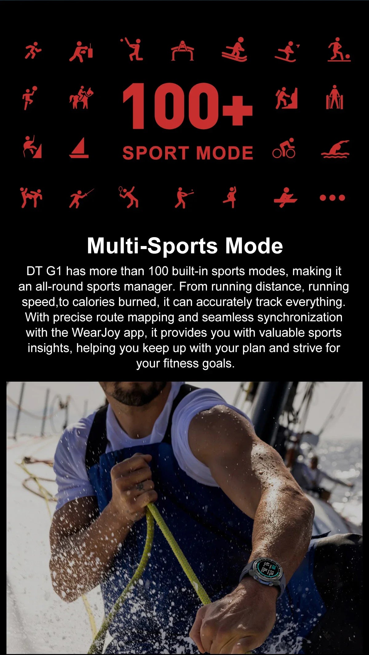 2026 New Outdoor Adventure DT G1 Smart Watch GPS Offline Map 100+Sports Mode Fitness 3ATM Waterproof Bluetooth Call Smart Watch