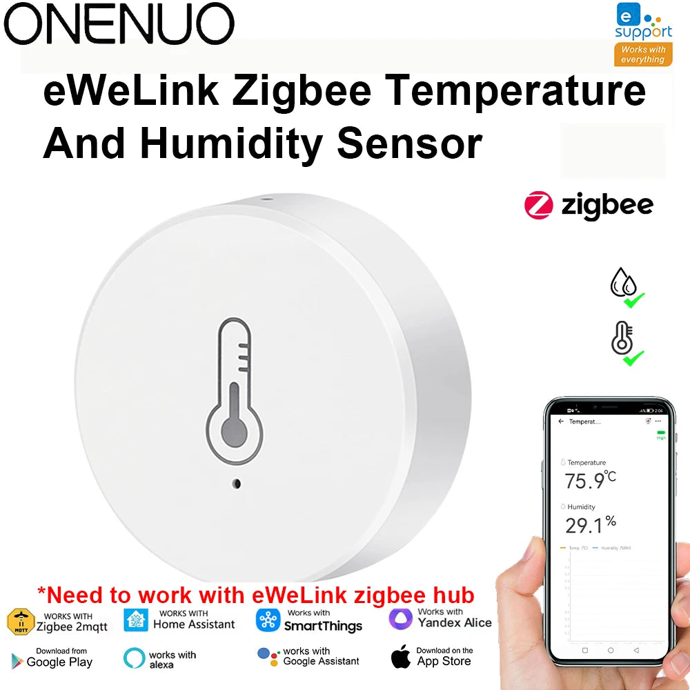 ZigBee Smart Thermometer Hygrometer | Remote App Monitor | Tidesmit Tidesmit