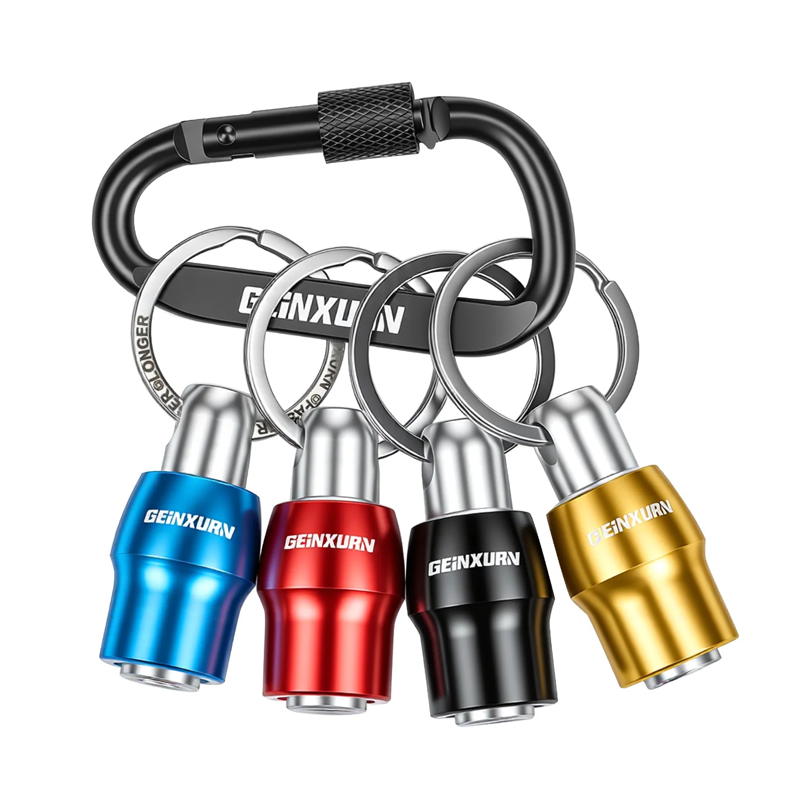 Geinxurn Keychain Bit Holders Set,1/4" Hex Shank Bit Holder, Premium Aluminum Construction,Compact Keyring Design for Easy Carry