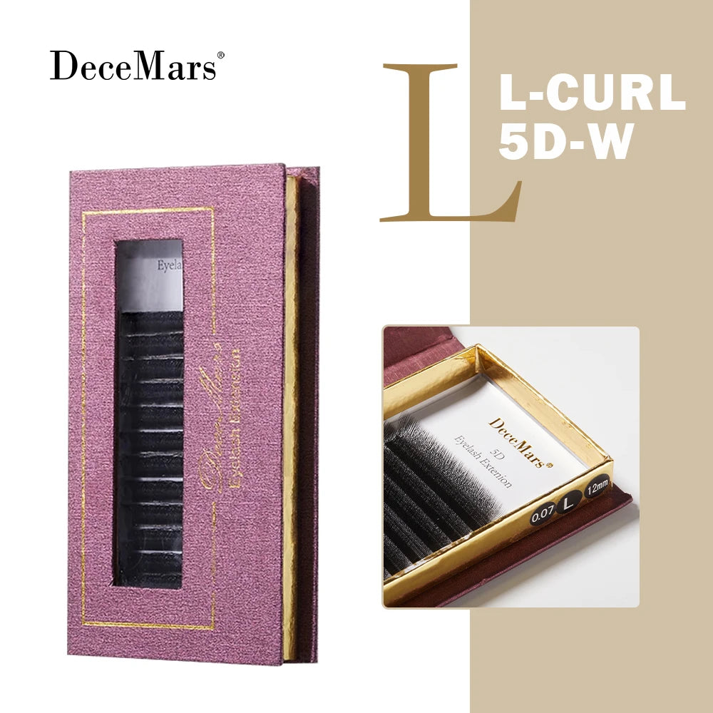 DeceMars L-curl M Curl YY 3D 4D 5D 6D Eyelash Extension 12 Lines for Makeup False Eyelashes 5D L Black 0.07mm Tidesmit