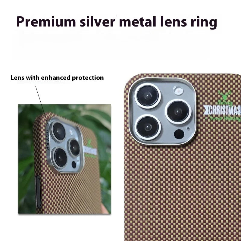 iPhone 15 Pro Carbon Fiber Magnetic Case - Slim Brown Protective Cover Tidesmit