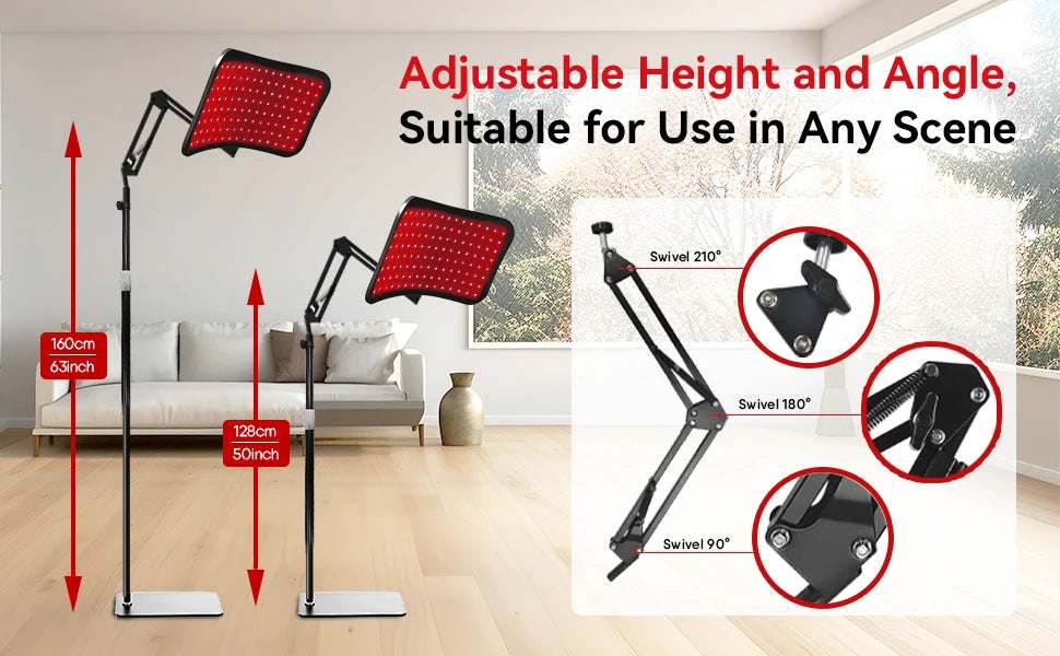 Red Light Therapy Panel with Adjustable Stand,Dual Chip 660&850 nm LED Near Infrared Light Device for Skin Health, Pain Relief