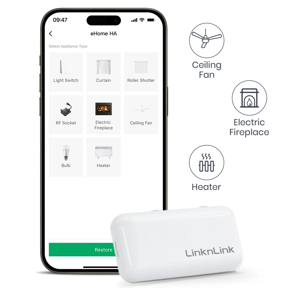 LinknLink EHome Wi-Fi Smart RF Universal Remote Controller for Light, Ceiling Fan, Roller Shutter, Work with Alexa, Google Home