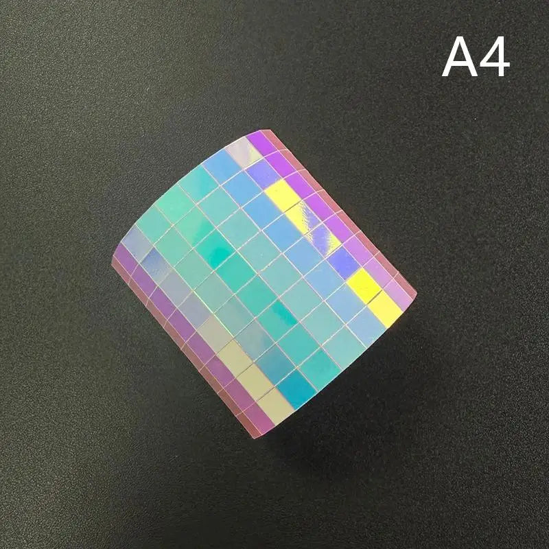 Self-adhesive mosaic glass tape, turquoise grid with purple/yellow accents, square sheet
