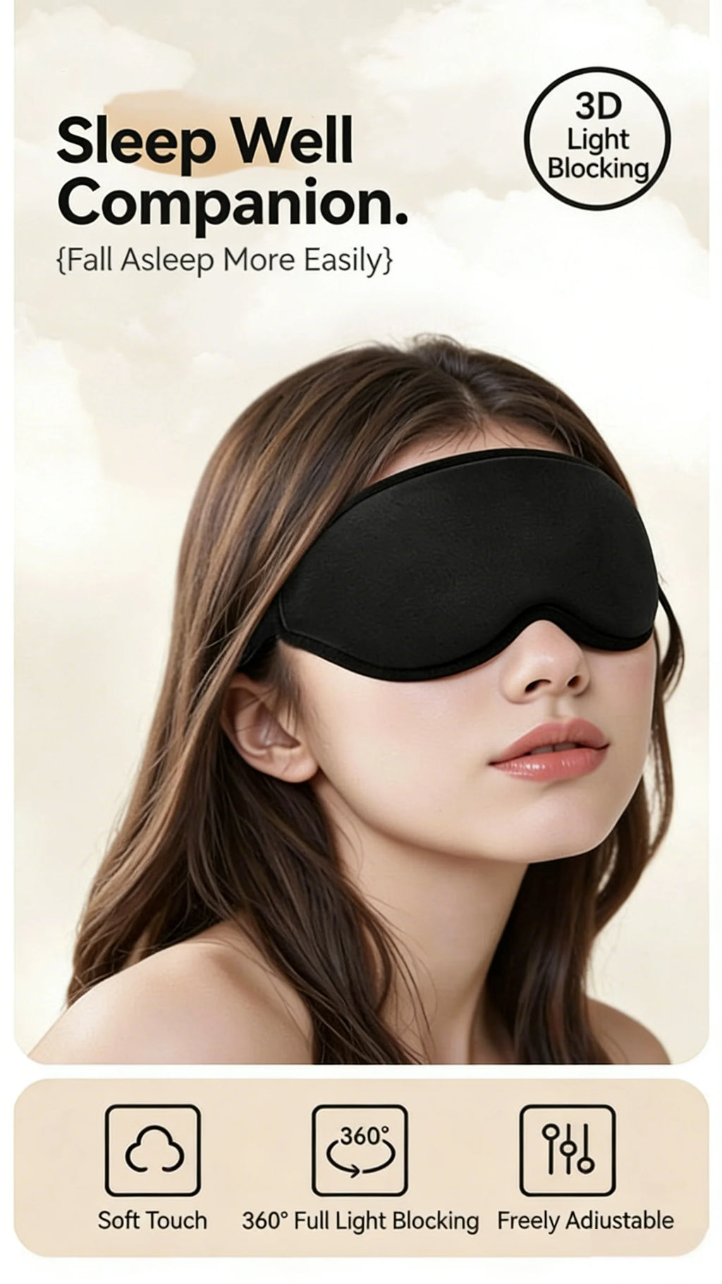 3D-Shaped Men's and Women's Sleep Eye Masks Provide Perfect Light-Blocking, Are Soft and Comfortable, Suitable for Travel A-DH