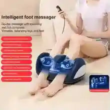 Electric shiatsu foot and calf massager with heated roller technology for deep tissue pain relief and stress relaxation.