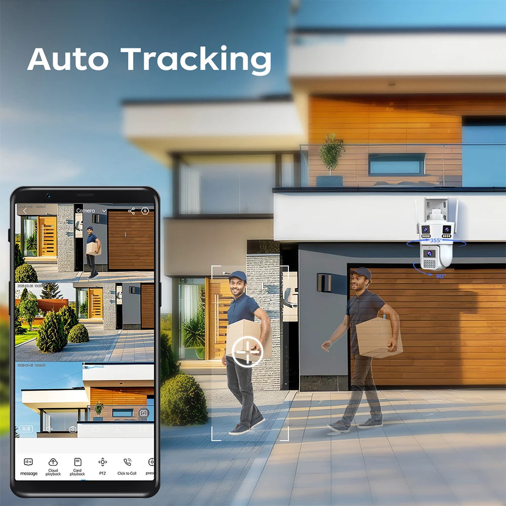 JOOAN 6K 12MP WiFi Outdoor Camera Three Len AI Motion Tracking PTZ  Video Camera Security Protection Waterproof Surveillance