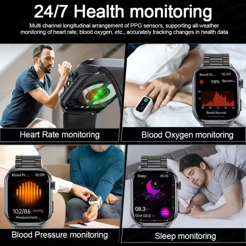 2026 New Accurate ECG Smart Watch Heart Health Analysis Blood analysis Blood Lipid Blood Pressure BT call Smart Watches For Men