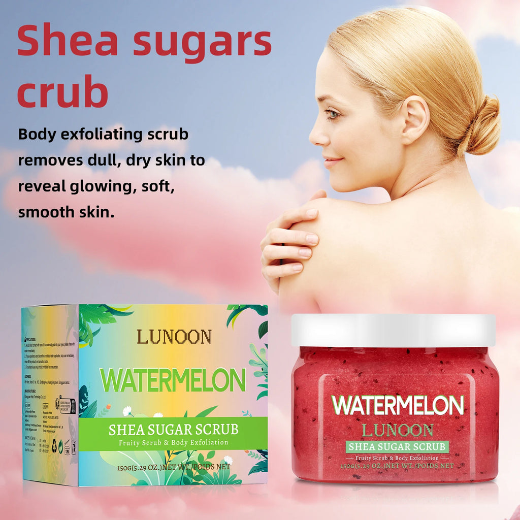 Watermelon Shea Sugar Scrub - 150g Natural Exfoliating Body Glow Scrubs Treatments Tidesmit