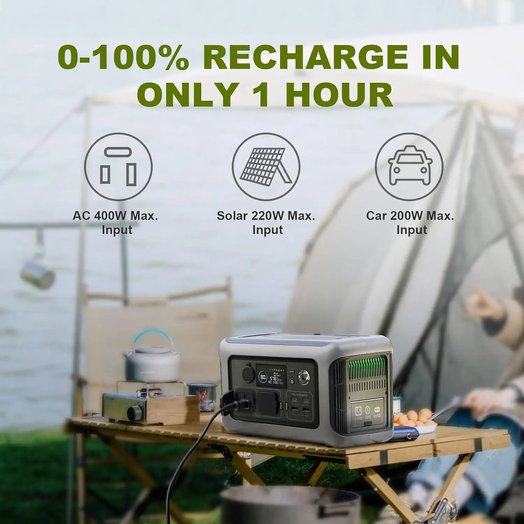 Portable Power Station 299Wh 600W LiFePO4 Fast Charging Battery Tidesmit