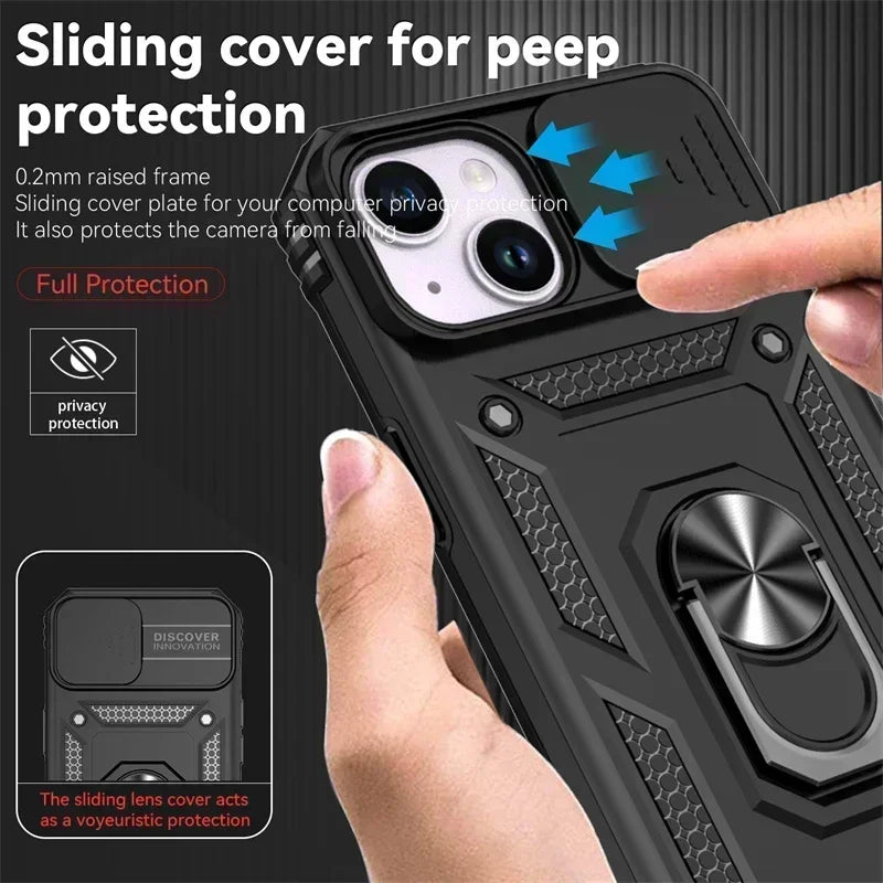 iPhone 16 Pro Max Case with Ring Stand and Lens Cover - Tidesmit Tidesmit