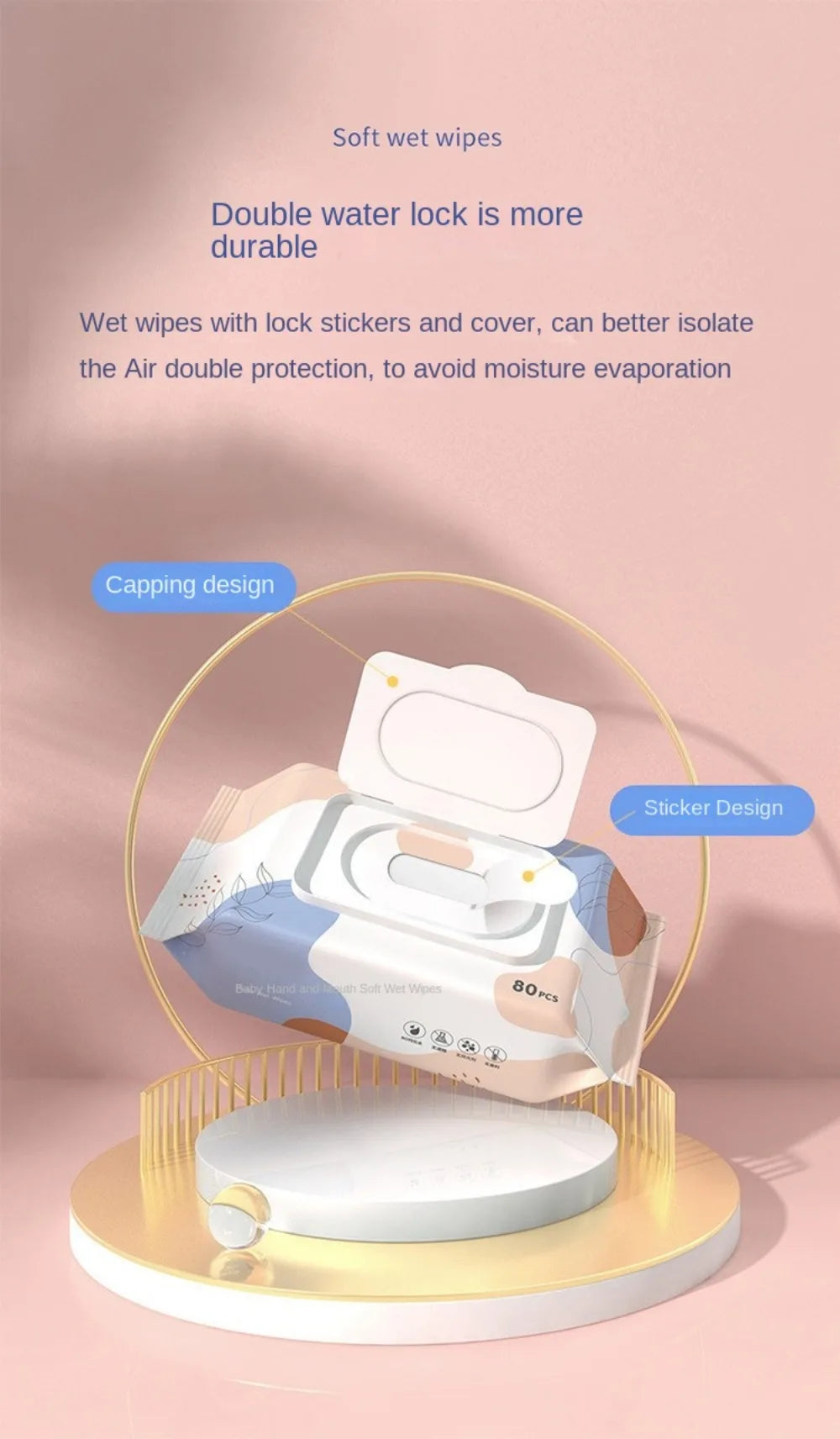 80pcs/bag New Multipurpose Baby Wet Wipes Large Size Gentle Cleaning Cleaning Wipes Soft Texture Wet Wipes Paper Baby Care