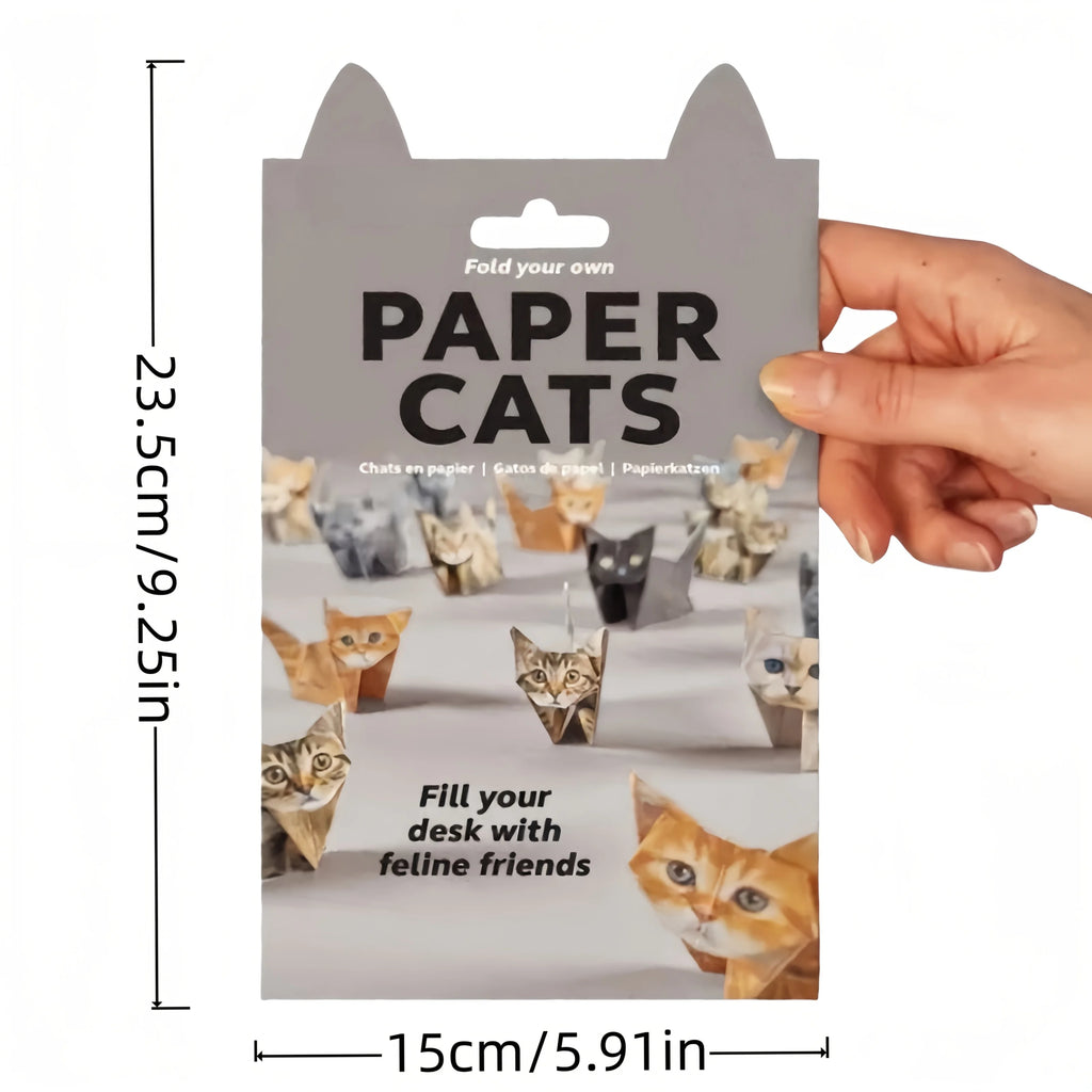 Paper Cats origami kit for DIY handmade home decor. 9.25-inch cat craft gift for cat lovers.