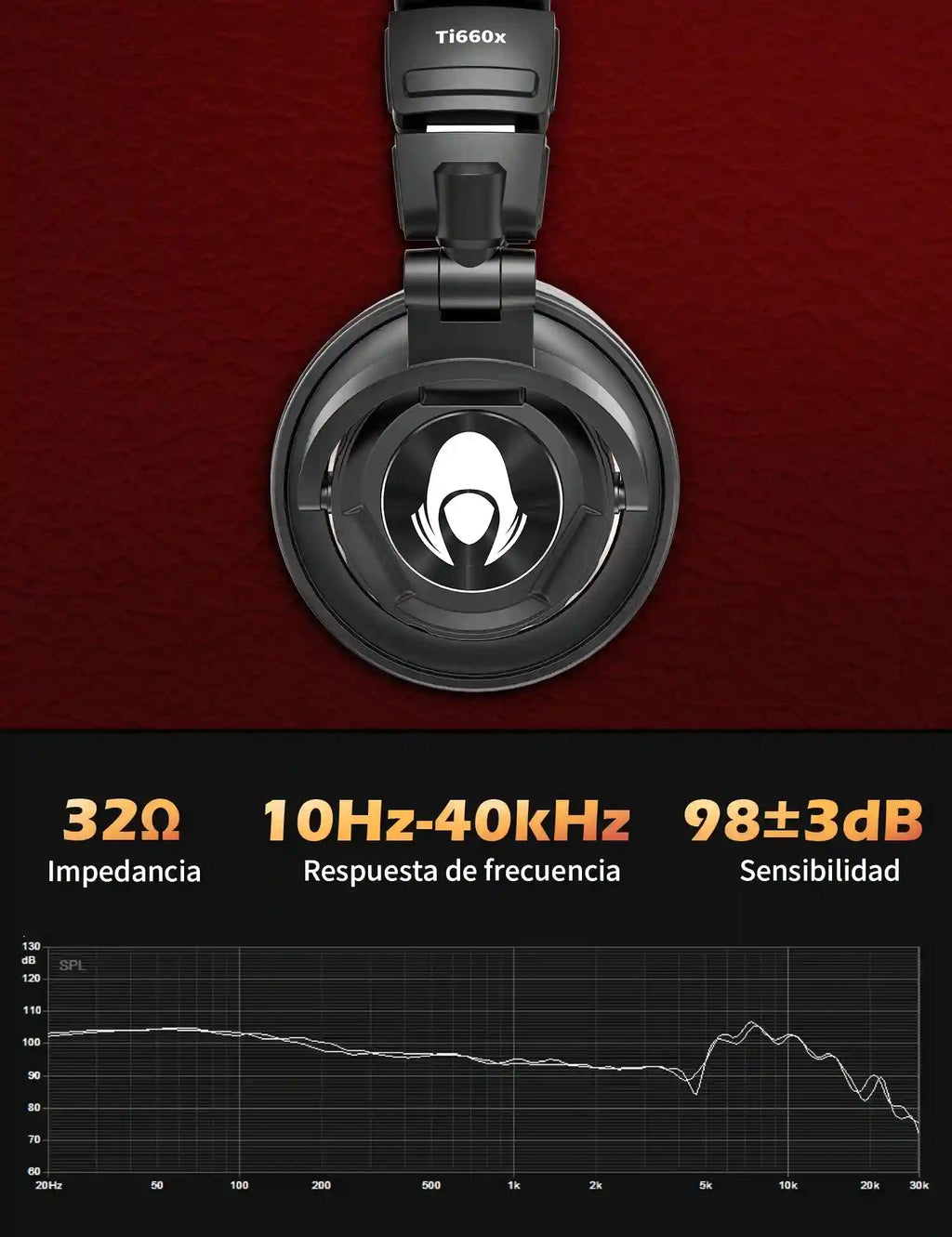 Wired Studio Monitor Headphones - Tidesmit Ti660x Professional Audio Tidesmit