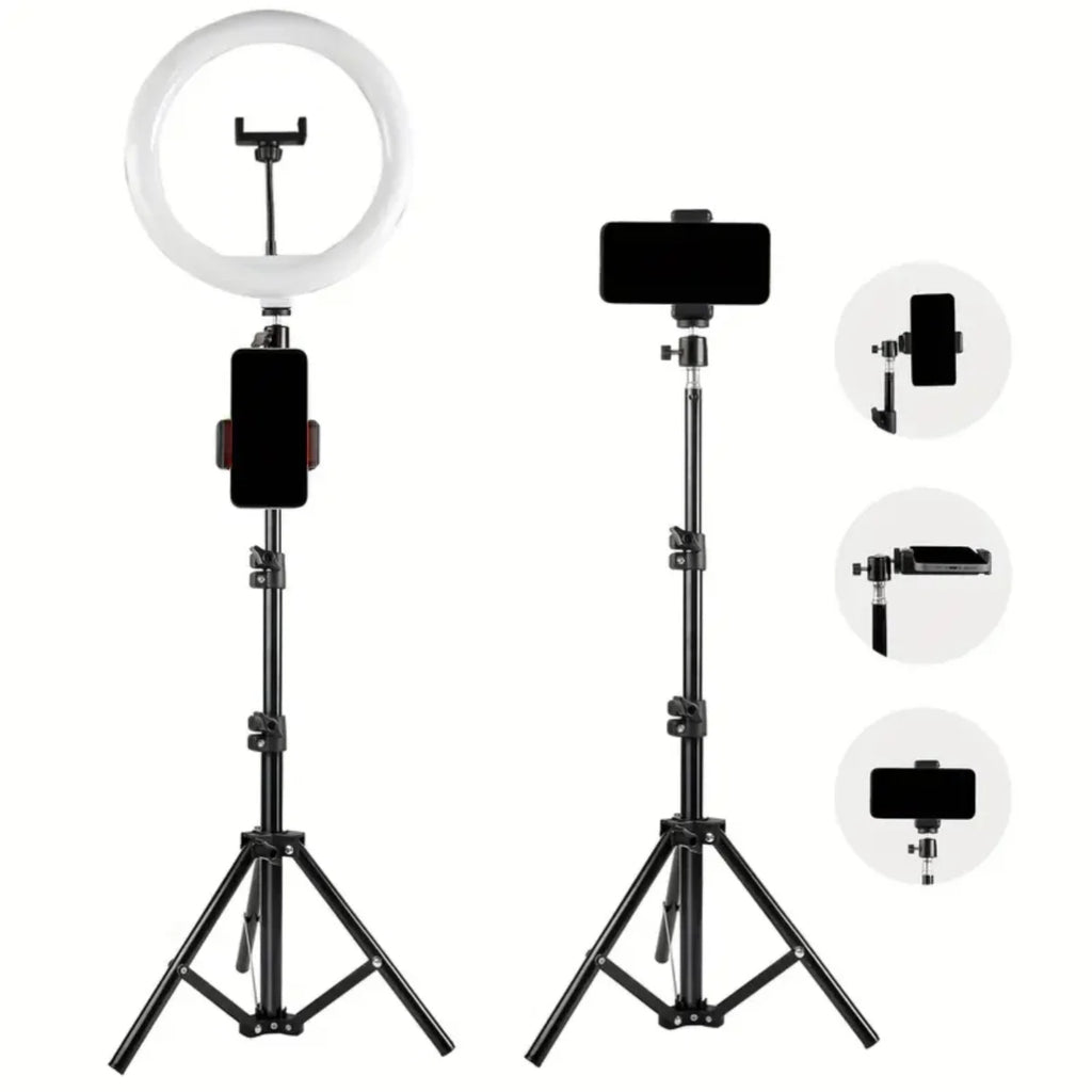 10-Inch LED Ring Light with Adjustable Tripod Stand - Black Tidesmit