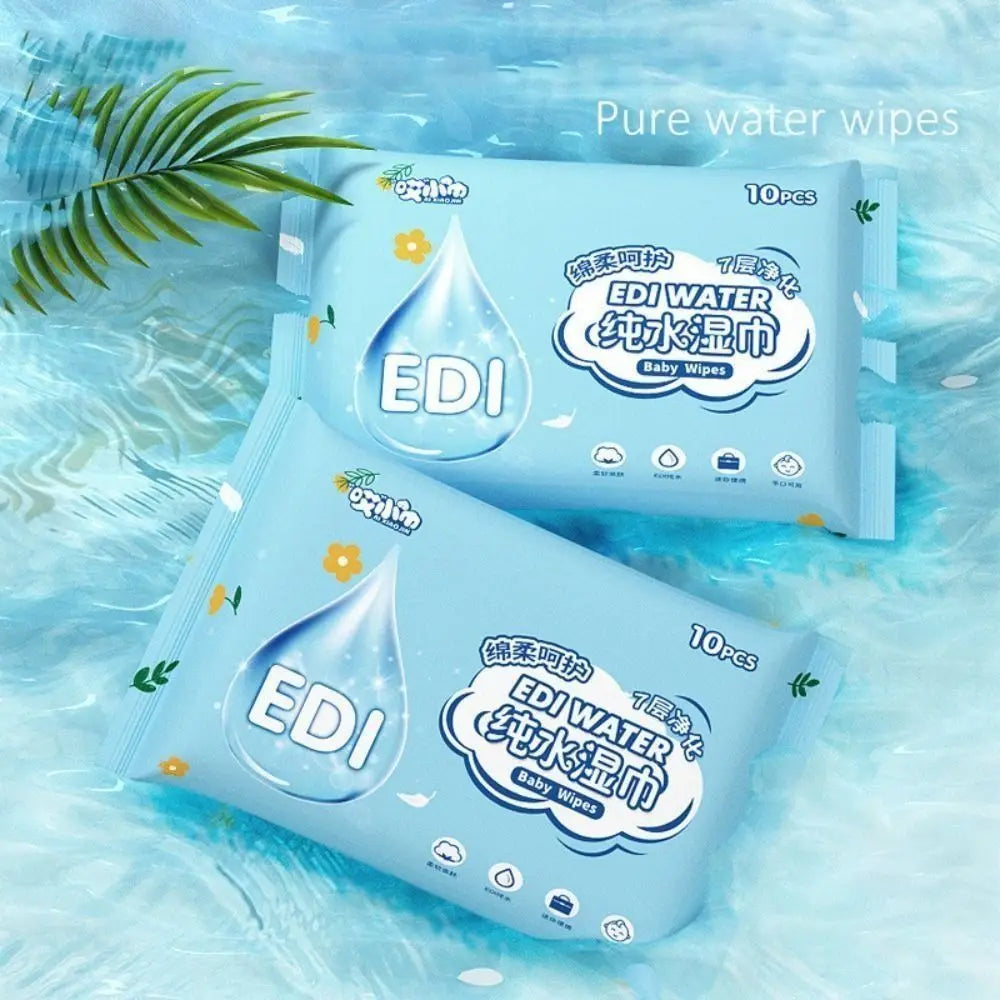10Pcs/Pack New Spunlace Nonwoven Fabric Baby Wipes EDI Pure Water Portable Water Tissue Extractable Disposable Baby Care Tools
