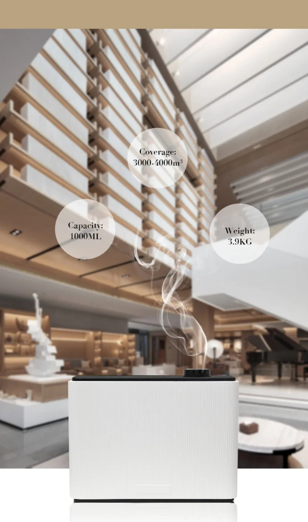 1000ML HVAC Fragrance Diffuser Smart Scent Air Machine For Home Hotel Spa Cover Up to 4000m³ Waterless Essential Oil Diffuser