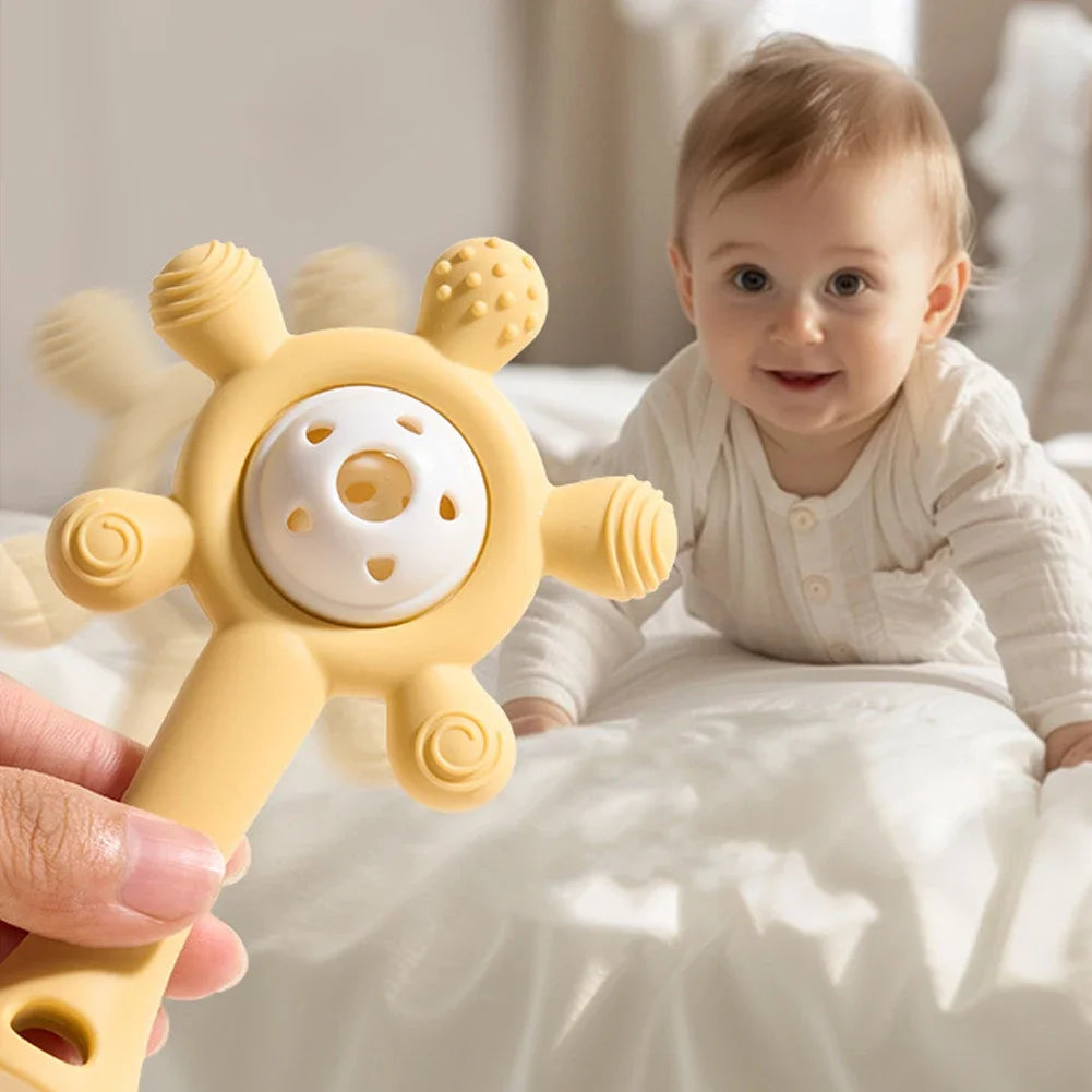 Cute Safe Teething Ring Sensory Toys Candy Color Baby Silicone Teether Rattle Toy For Toddlers Chewing Toy Baby Accessories