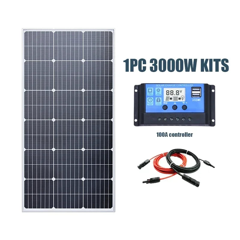 6000W/3000W High-Power Solar Panel Kit, Suitable for Outdoor Activities and Homes Camping and RV Off Grid Living
