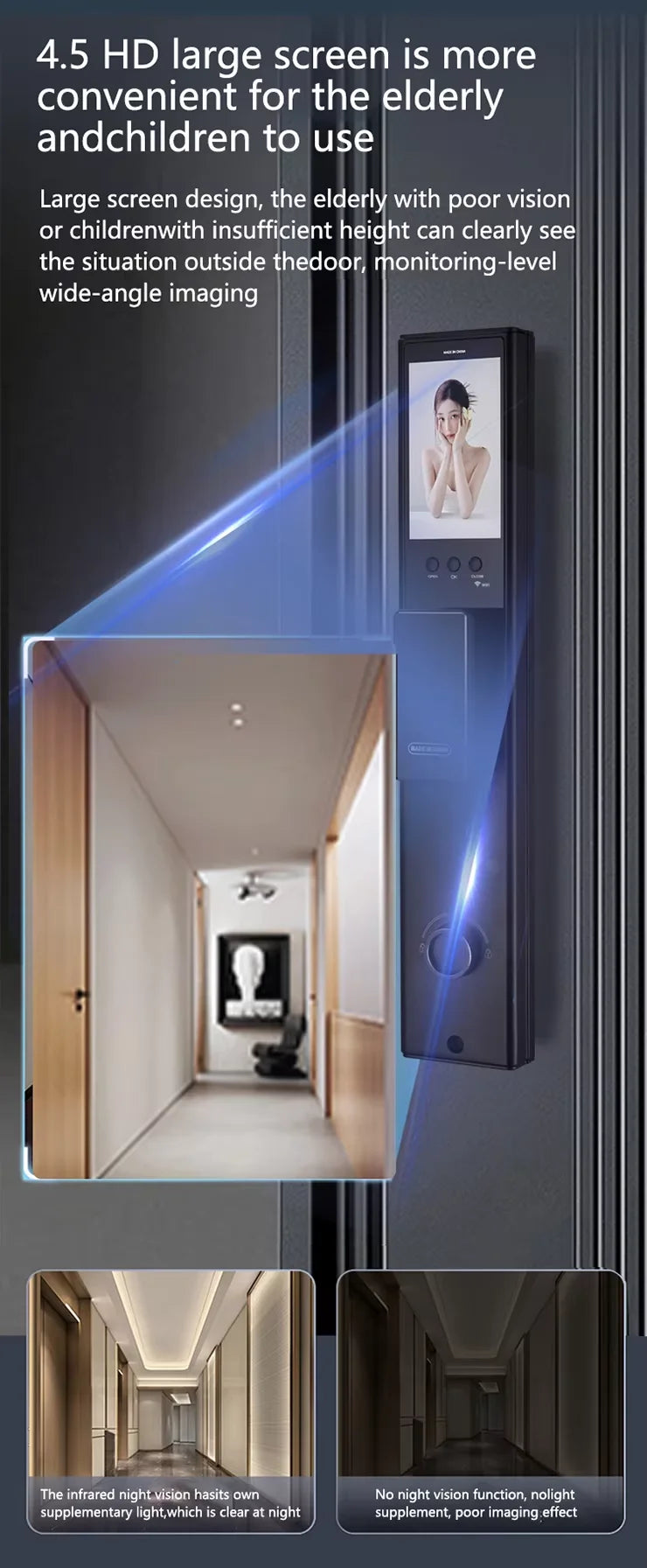 3D Face Recognition Smart Lock Camera Ble Biometric Fingerprint Security Automatic Functionality For Wood Home